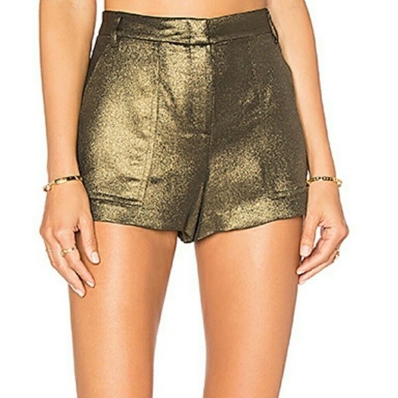 BCBGMaxAzria Pants - BCBGMAXAZRIA XXS‎ High Waist Metallic Gold Shorts Dressy Party